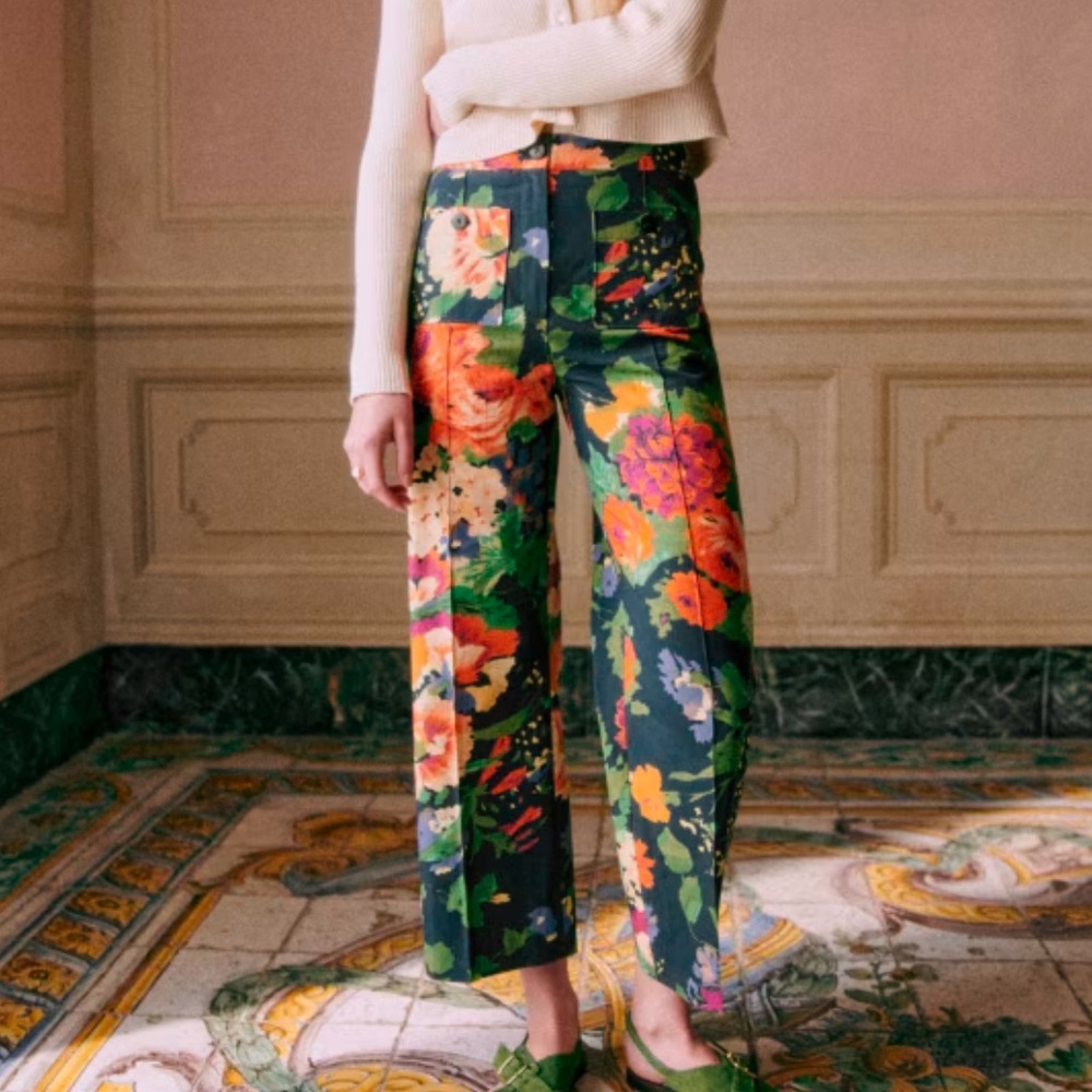 Sezane Emilio Floral Straight Leg Pants - Multicolor